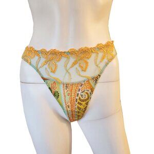 Vintage Aubade Lace Embroidered Thong Panty